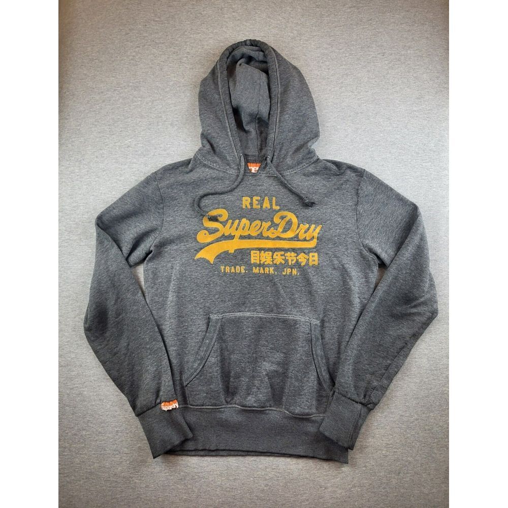 Superdry‎ Men's Medium Hoodie Japan Skater French Terry Gray Heavyweight Grunge
